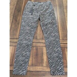 NWT Paige Hoxton Ultra Skinny Black Zebra Striped Cotton Blend Pants Women's 28